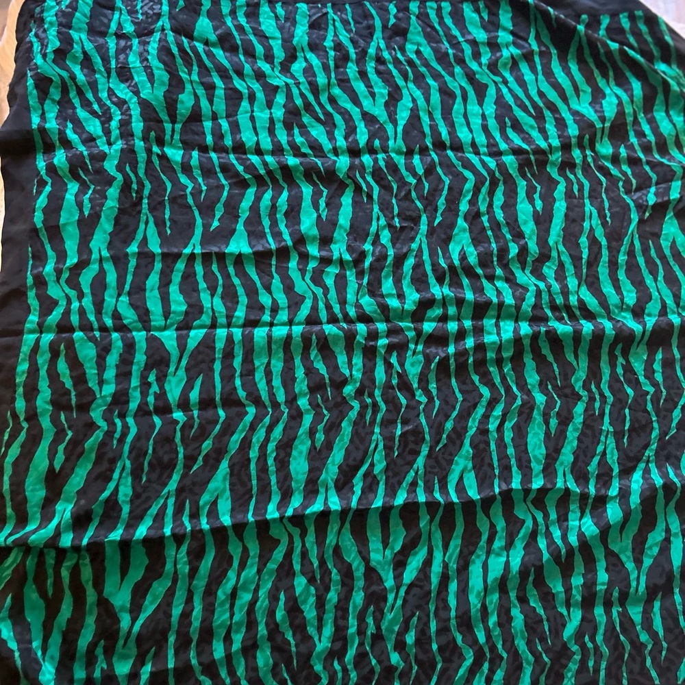 Huge Green and Black Zebra Print Silk Scarf - Picture 2 of 3